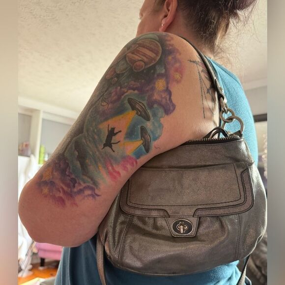 Coach Metallic Silver Poppy 2-Way Bag - Picture 10 of 11